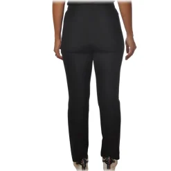 Patrizia Pepe Trousers-- Straight Trousers with Chinos Pocket - Black - Trousers - Made in Italy - Luxury Exclusive Collection - Avvenice