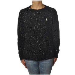 Patrizia Pepe Knitwears-- Sweater Round Neck with Paillettes - Black - Pullover - Made in Italy - Luxury Exclusive Collection - Avvenice