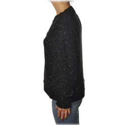 Patrizia Pepe Knitwears-- Sweater Round Neck with Paillettes - Black - Pullover - Made in Italy - Luxury Exclusive Collection - Avvenice