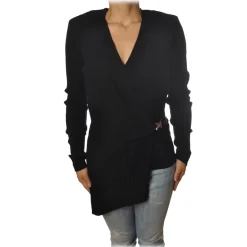 Patrizia Pepe Knitwears-- Sweater Tight Model with Buckle - Black - Pullover - Made in Italy - Luxury Exclusive Collection - Avvenice