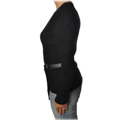 Patrizia Pepe Knitwears-- Sweater Tight Model with Buckle - Black - Pullover - Made in Italy - Luxury Exclusive Collection - Avvenice