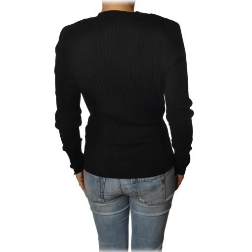 Patrizia Pepe Knitwears-- Sweater Tight Model with Buckle - Black - Pullover - Made in Italy - Luxury Exclusive Collection - Avvenice