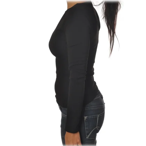 Patrizia Pepe Knitwears-- Sweater with Front and Back Opening - Black - Pullover - Made in Italy - Luxury Exclusive Collection - Avvenice