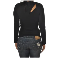 Patrizia Pepe Knitwears-- Sweater with Front and Back Opening - Black - Pullover - Made in Italy - Luxury Exclusive Collection - Avvenice