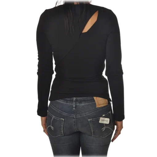 Patrizia Pepe Knitwears-- Sweater with Front and Back Opening - Black - Pullover - Made in Italy - Luxury Exclusive Collection - Avvenice