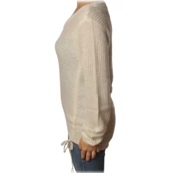Patrizia Pepe Knitwears-- Sweater with Front and Back Opening - White - Pullover - Made in Italy - Luxury Exclusive Collection - Avvenice