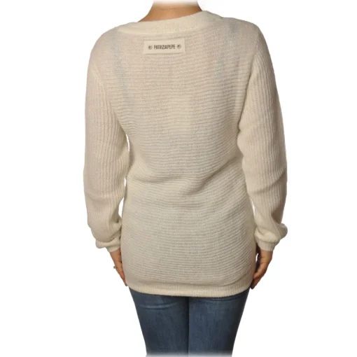 Patrizia Pepe Knitwears-- Sweater with Front and Back Opening - White - Pullover - Made in Italy - Luxury Exclusive Collection - Avvenice
