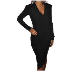 Patrizia Pepe Dresses-- Wallet Model Dress with Belt - Black - Dress - Made in Italy - Luxury Exclusive Collection - Avvenice