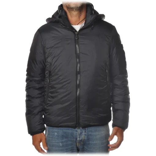 Peuterey Jackets-- Abdu / Knc Jacket with Standing Collar and Removable Hood - Black - Jacket - Luxury Exclusive Collection - Avvenice