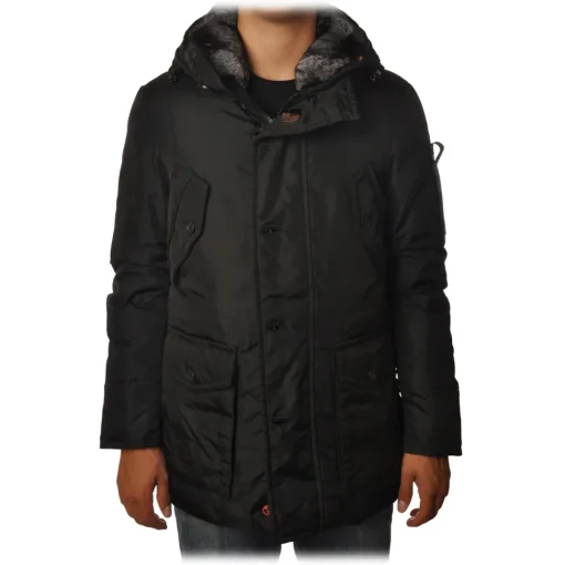 Peuterey Jackets-- Hasselblad Jacket 3/4 Model with Drawstring - Black - Jacket - Luxury Exclusive Collection - Avvenice