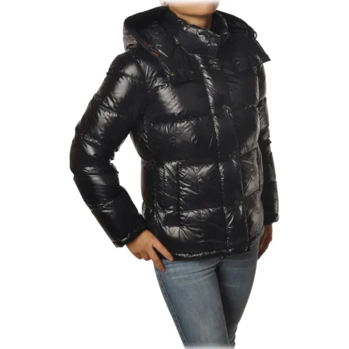 Peuterey Jackets-- Quilted Down Jacket in Shiny Nylon Bryce Model - Black - Jacket - Luxury Exclusive Collection - Avvenice