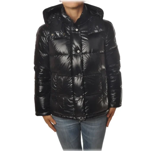 Peuterey Jackets-- Quilted Down Jacket in Shiny Nylon Bryce Model - Black - Jacket - Luxury Exclusive Collection - Avvenice
