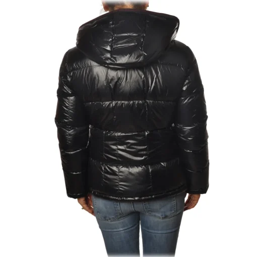 Peuterey Jackets-- Quilted Down Jacket in Shiny Nylon Bryce Model - Black - Jacket - Luxury Exclusive Collection - Avvenice