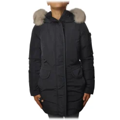 Peuterey Jackets-- Regina 3/4 Length Jacket with Hood - Blue - Jacket - Luxury Exclusive Collection - Avvenice