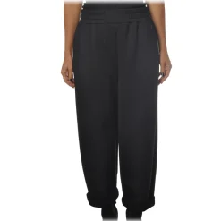 Peuterey Trousers-- Trousers in Suit Fabric with Elastic Waist - Black - Trousers - Luxury Exclusive Collection - Avvenice