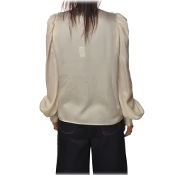Pinko Shirts-- Blouse Astrometria2 V-neck in Jacquard Effect - White - Shirt - Made in Italy - Luxury Exclusive Collection - Avvenice