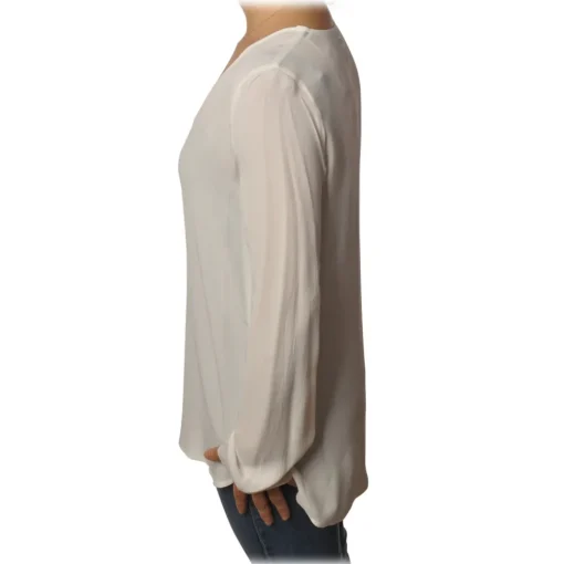 Pinko Shirts-- Blouse Preludere V-neck and Soft Fit - White - Shirt - Made in Italy - Luxury Exclusive Collection - Avvenice