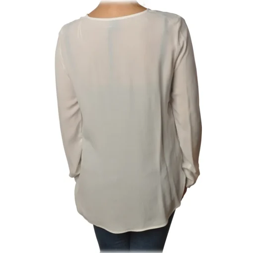 Pinko Shirts-- Blouse Preludere V-neck and Soft Fit - White - Shirt - Made in Italy - Luxury Exclusive Collection - Avvenice