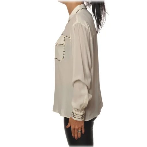 Pinko Shirts-- Blouse Rilassato with Studs Details - White - Shirt - Made in Italy - Luxury Exclusive Collection - Avvenice