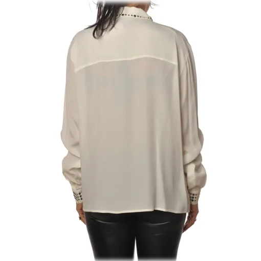 Pinko Shirts-- Blouse Rilassato with Studs Details - White - Shirt - Made in Italy - Luxury Exclusive Collection - Avvenice