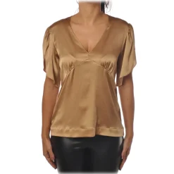 Pinko Shirts-- Blouse Shirt Williamson in Shiny Silk - Gold - Shirt - Made in Italy - Luxury Exclusive Collection - Avvenice