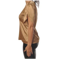 Pinko Shirts-- Blouse Shirt Williamson in Shiny Silk - Gold - Shirt - Made in Italy - Luxury Exclusive Collection - Avvenice