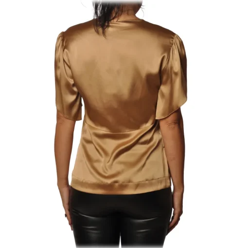 Pinko Shirts-- Blouse Shirt Williamson in Shiny Silk - Gold - Shirt - Made in Italy - Luxury Exclusive Collection - Avvenice