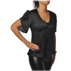Pinko Shirts-- Blouse Shirt Williamson in Shiny Silk - Black - Shirt - Made in Italy - Luxury Exclusive Collection - Avvenice