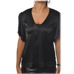 Pinko Shirts-- Blouse Shirt Williamson in Shiny Silk - Black - Shirt - Made in Italy - Luxury Exclusive Collection - Avvenice