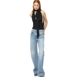 Pinko Tops-- Bodysuit with Maxi Sash - Black - Top - Made in Italy - Luxury Exclusive Collection - Avvenice
