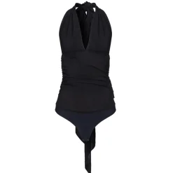 Pinko Tops-- Bodysuit with Maxi Sash - Black - Top - Made in Italy - Luxury Exclusive Collection - Avvenice