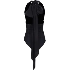 Pinko Tops-- Bodysuit with Maxi Sash - Black - Top - Made in Italy - Luxury Exclusive Collection - Avvenice