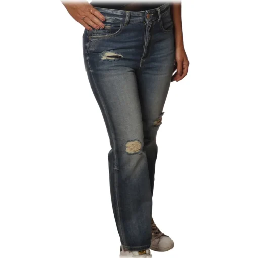 Pinko Trousers-- Brigitta Bootcut Ripped Jeans - Medium Denim - Trousers - Made in Italy - Luxury Exclusive Collection - Avvenice