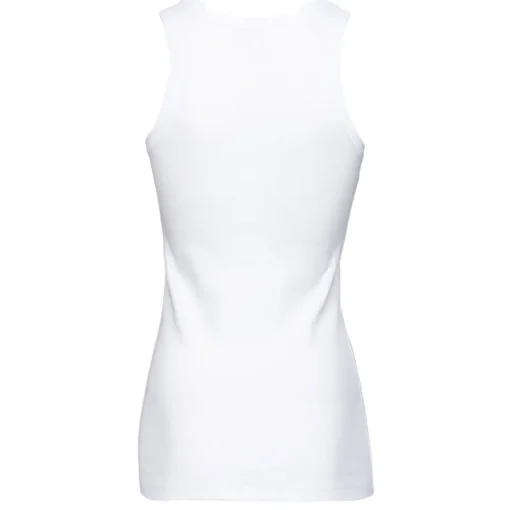 Pinko Tops-- Cannetè Cotton Tank Top with Logo - White - Top - Made in Italy - Luxury Exclusive Collection - Avvenice