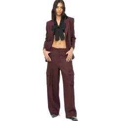 Pinko Trousers-- Cargo Prince of Wales Pattern - Bordeaux - Trousers - Made in Italy - Luxury Exclusive Collection - Avvenice
