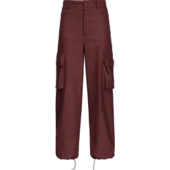 Pinko Trousers-- Cargo Prince of Wales Pattern - Bordeaux - Trousers - Made in Italy - Luxury Exclusive Collection - Avvenice
