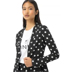 Pinko Jackets-- Deconstructed Jacket in Polka Dot Pattern - Black - Jacket - Made in Italy - Luxury Exclusive Collection - Avvenice