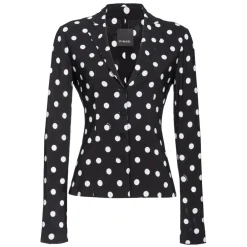 Pinko Jackets-- Deconstructed Jacket in Polka Dot Pattern - Black - Jacket - Made in Italy - Luxury Exclusive Collection - Avvenice