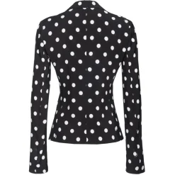 Pinko Jackets-- Deconstructed Jacket in Polka Dot Pattern - Black - Jacket - Made in Italy - Luxury Exclusive Collection - Avvenice