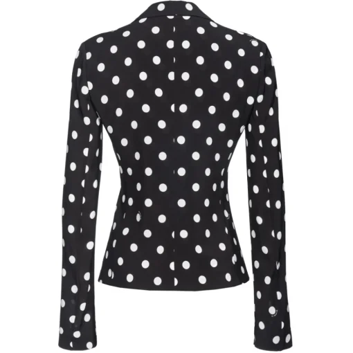 Pinko Jackets-- Deconstructed Jacket in Polka Dot Pattern - Black - Jacket - Made in Italy - Luxury Exclusive Collection - Avvenice