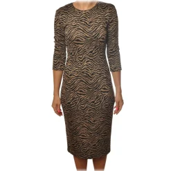 Pinko Dresses-- Dress Pierpaolo2 in Animal Print Zebra Pattern - Black/Beige - Dress - Made in Italy - Luxury Exclusive Collection - Avvenice