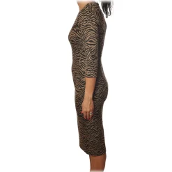 Pinko Dresses-- Dress Pierpaolo2 in Animal Print Zebra Pattern - Black/Beige - Dress - Made in Italy - Luxury Exclusive Collection - Avvenice