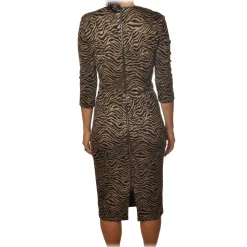 Pinko Dresses-- Dress Pierpaolo2 in Animal Print Zebra Pattern - Black/Beige - Dress - Made in Italy - Luxury Exclusive Collection - Avvenice