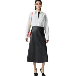 Pinko Skirts-- Faux Leather Midi Skirt - Black - Skirt - Made in Italy - Luxury Exclusive Collection - Avvenice