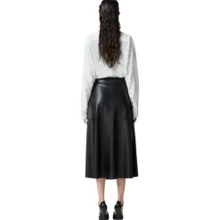 Pinko Skirts-- Faux Leather Midi Skirt - Black - Skirt - Made in Italy - Luxury Exclusive Collection - Avvenice