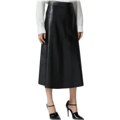 Pinko Skirts-- Faux Leather Midi Skirt - Black - Skirt - Made in Italy - Luxury Exclusive Collection - Avvenice