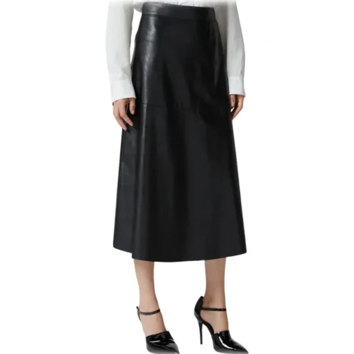 Pinko Skirts-- Faux Leather Midi Skirt - Black - Skirt - Made in Italy - Luxury Exclusive Collection - Avvenice