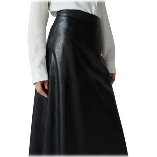 Pinko Skirts-- Faux Leather Midi Skirt - Black - Skirt - Made in Italy - Luxury Exclusive Collection - Avvenice