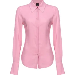 Pinko Shirts-- Georgette Crop Tight Shirt - Pink - Shirts - Made in Italy - Luxury Exclusive Collection - Avvenice