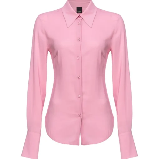 Pinko Shirts-- Georgette Crop Tight Shirt - Pink - Shirts - Made in Italy - Luxury Exclusive Collection - Avvenice
